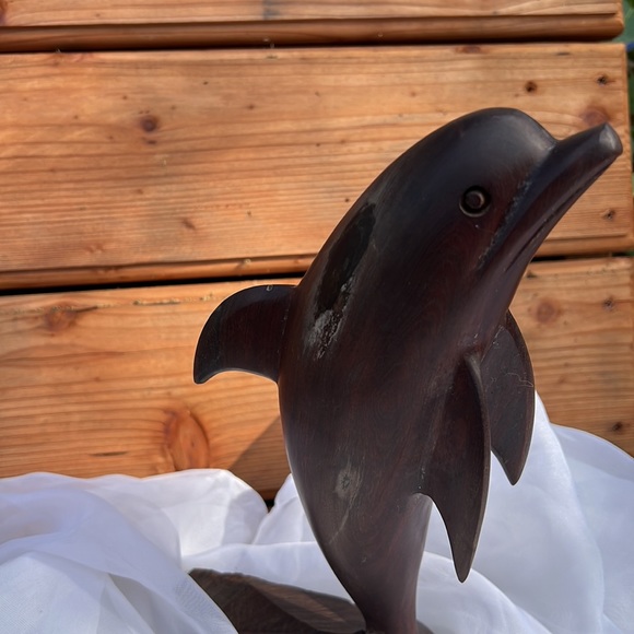 Ironwood Hand Carved Dolphin Sculpture 12.5” tall/Dolphin Sculpture/ Dolphin Art - Picture 10 of 10